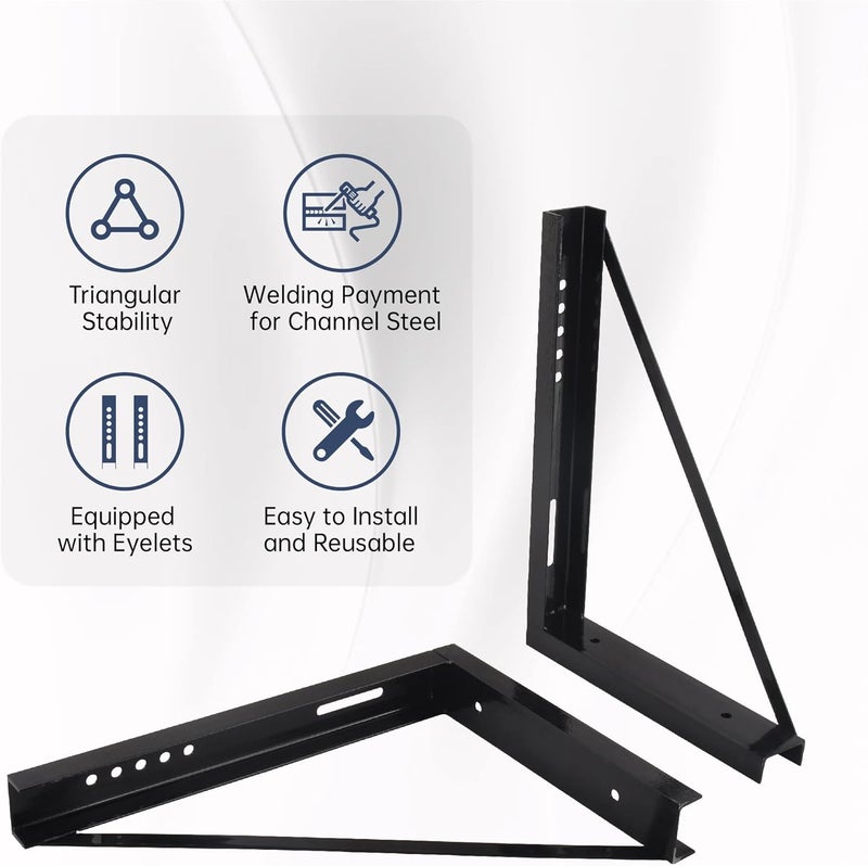 GESEXI 18’’x24’’ Bolted Steel Mounting Brackets for Trailer Tool Box, Set of 2 - Black - Image 2
